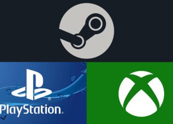 Steam, PlayStation, and Xbox logos