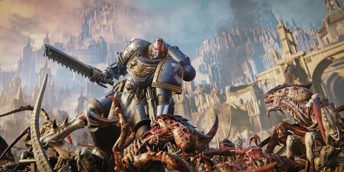 Warhammer 40k: Space Marine 2 image showing Titus in action against the Tyranids