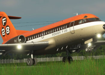 Fokker F28 Fellowship for Microsoft Flight Simulator during a take off