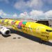 A Skymark Boeing 737 in Pokemon livery in Microsoft Flight Simulator by PMDG