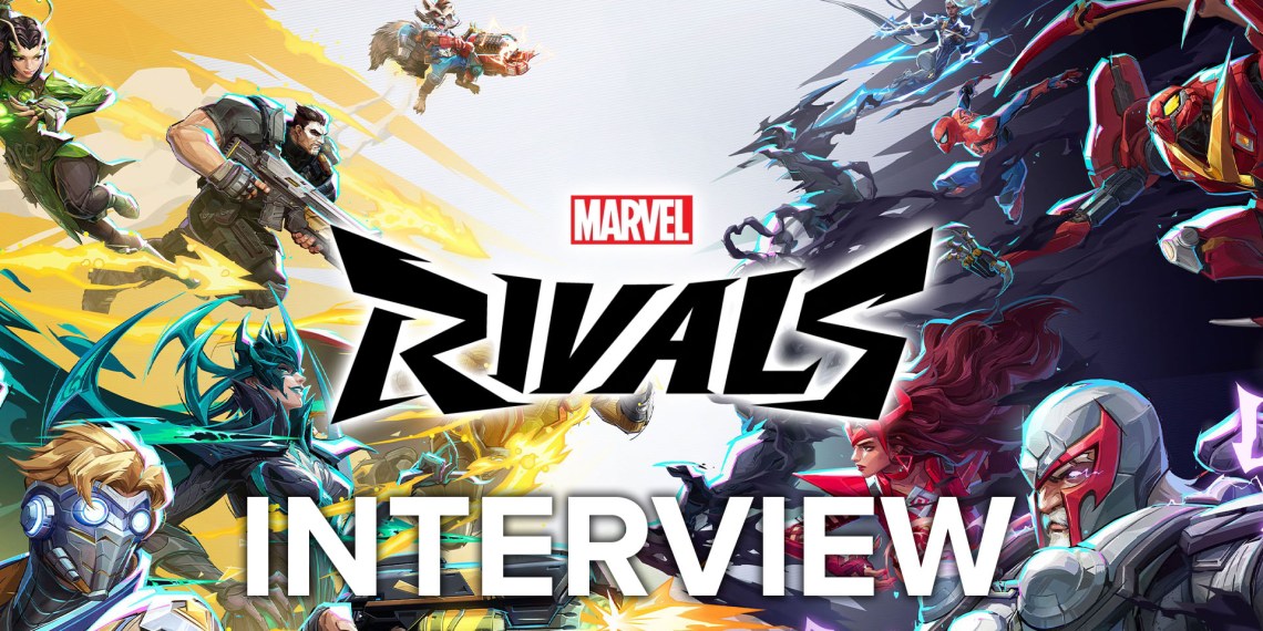Marvel Rivals Illustration showing Marvel Superheroes with logo and "Interview" lettering