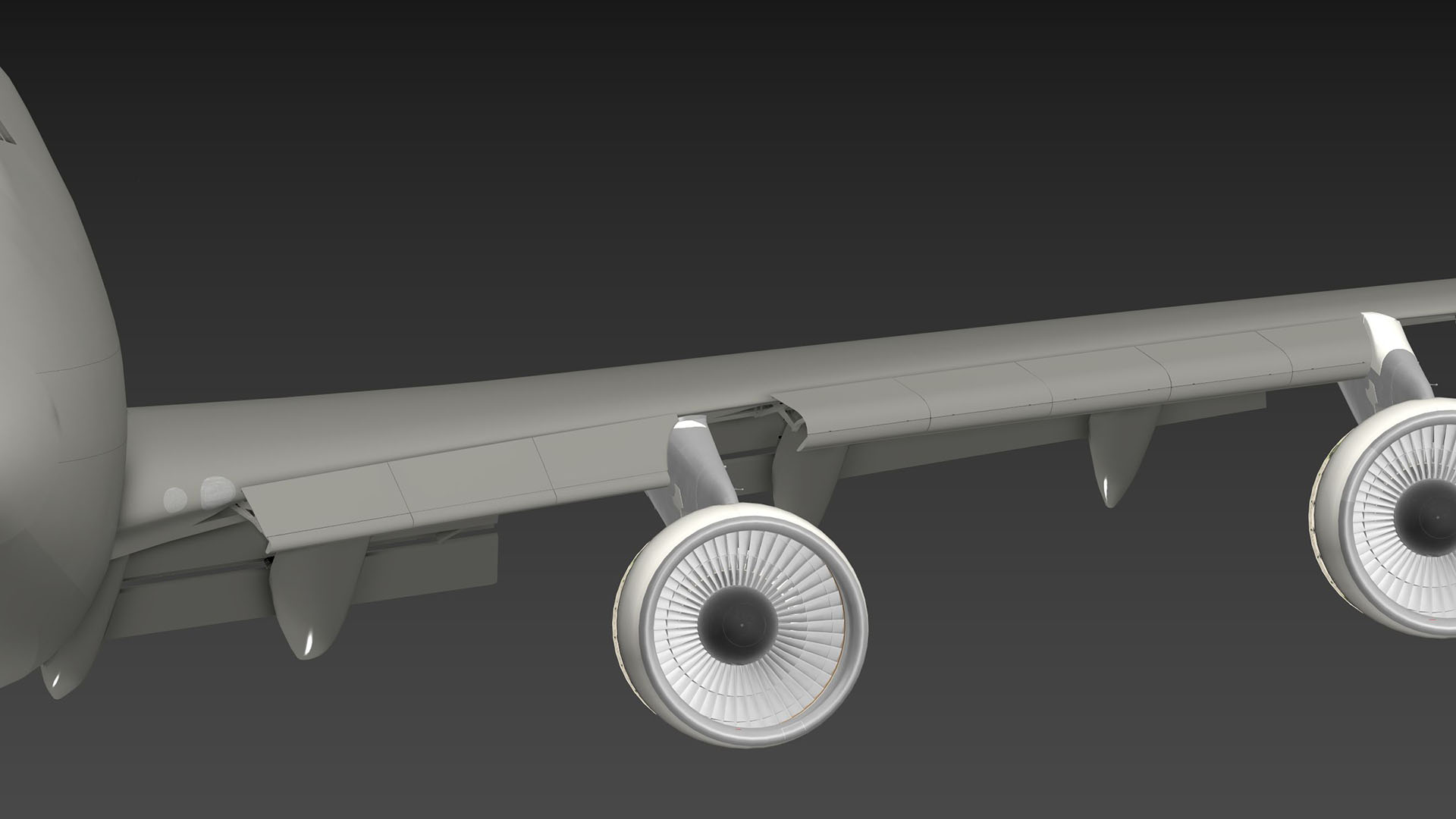 The wing of a Boeing 747-100 for Microsoft Flight simulator 2024 by PMDG