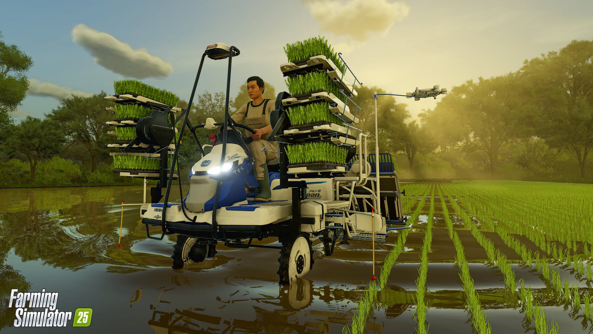 Farming Simulator 25 harvesting rice