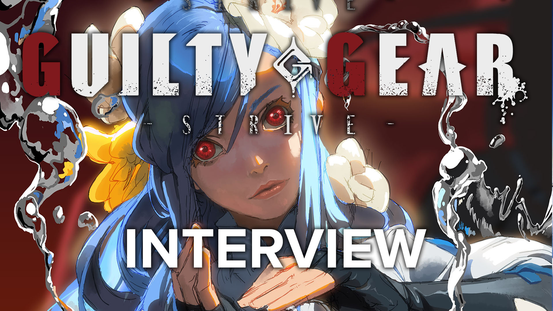 Guilty Gear Strive Illustration and logo featuring Queen Dizzy and "Interview" lettering