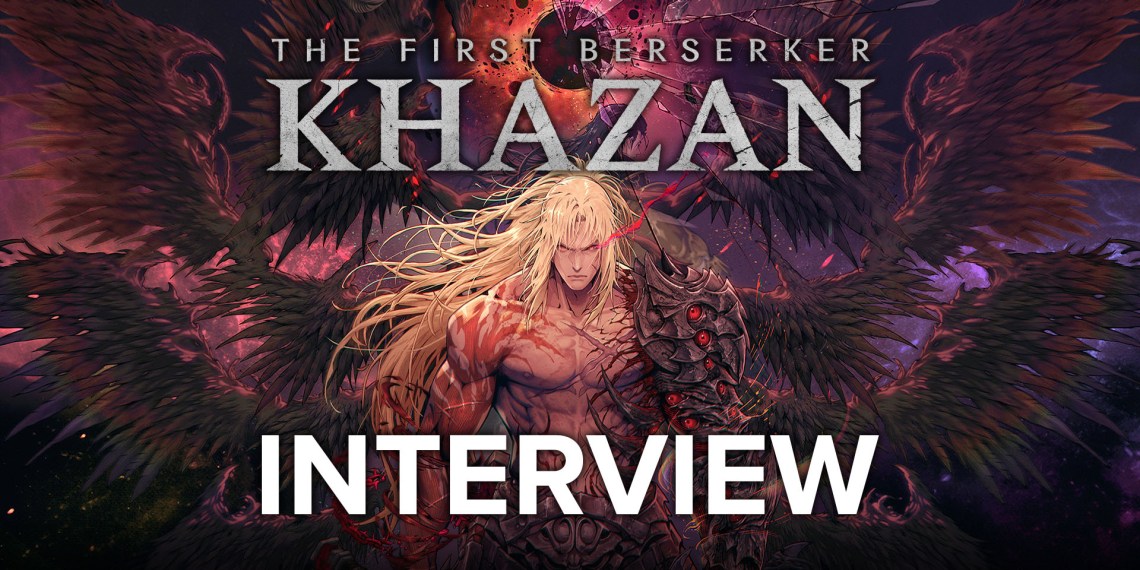 The First Berserker: Khazan key art showcasing Khazan with the game's logo and "interview"
