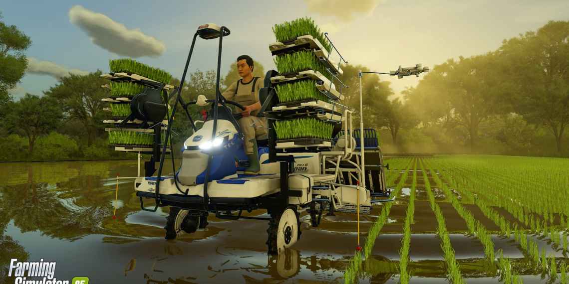 harvesting rice in Farming Simulator 25
