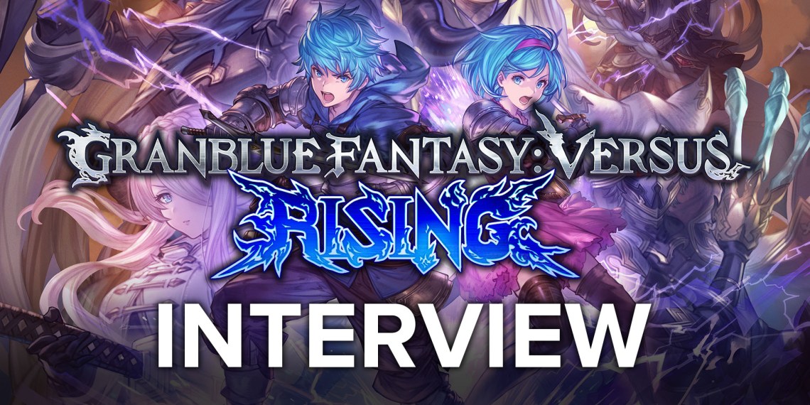 Granblue Fantasy Versus: Rising key art with logo and "Interview" lettering