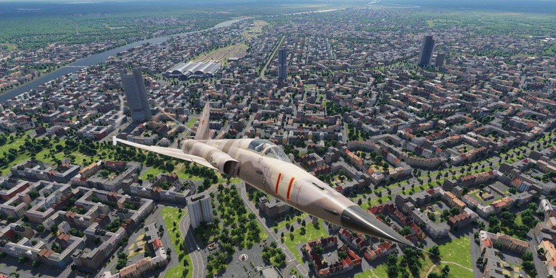 F-5 over Frankfurt in DCS World