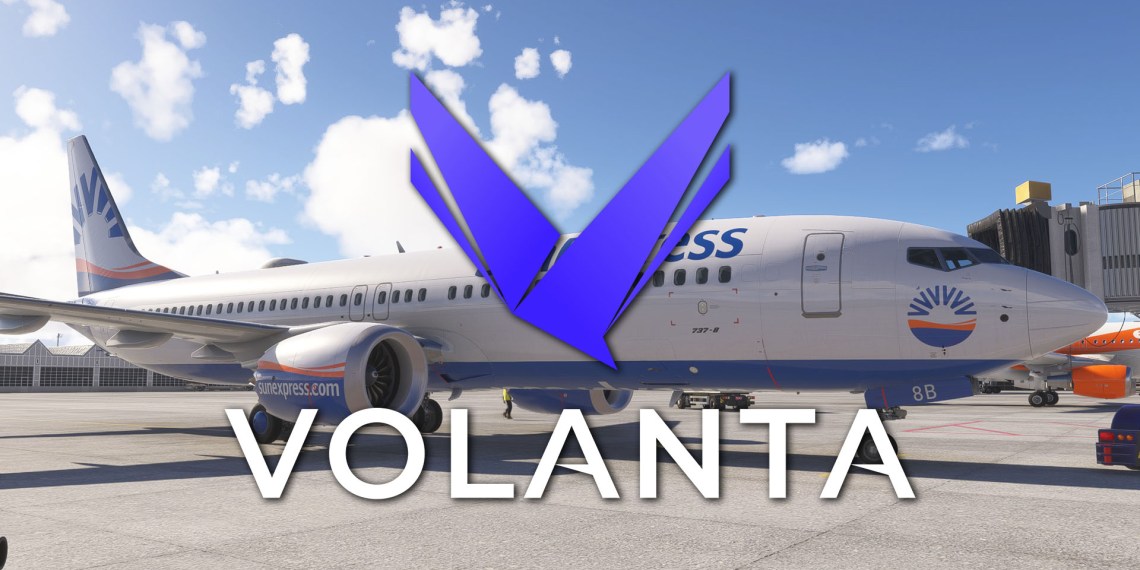 Volanta Logo over 737 MAX in Sun Express Livery on Microsoft Flight Simulator 2024