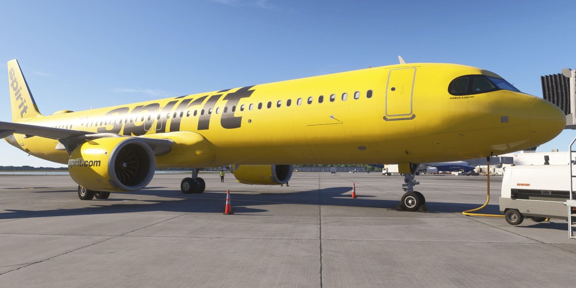 Microsoft Flight Simulator 2024 Airbus A321neo in Spirit Livery