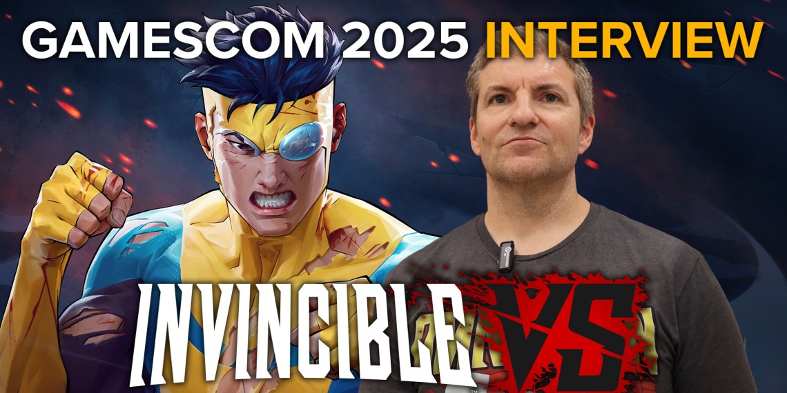 Invincible VS interview hero image with Mark, Executive Producer Mike Willette, and logo