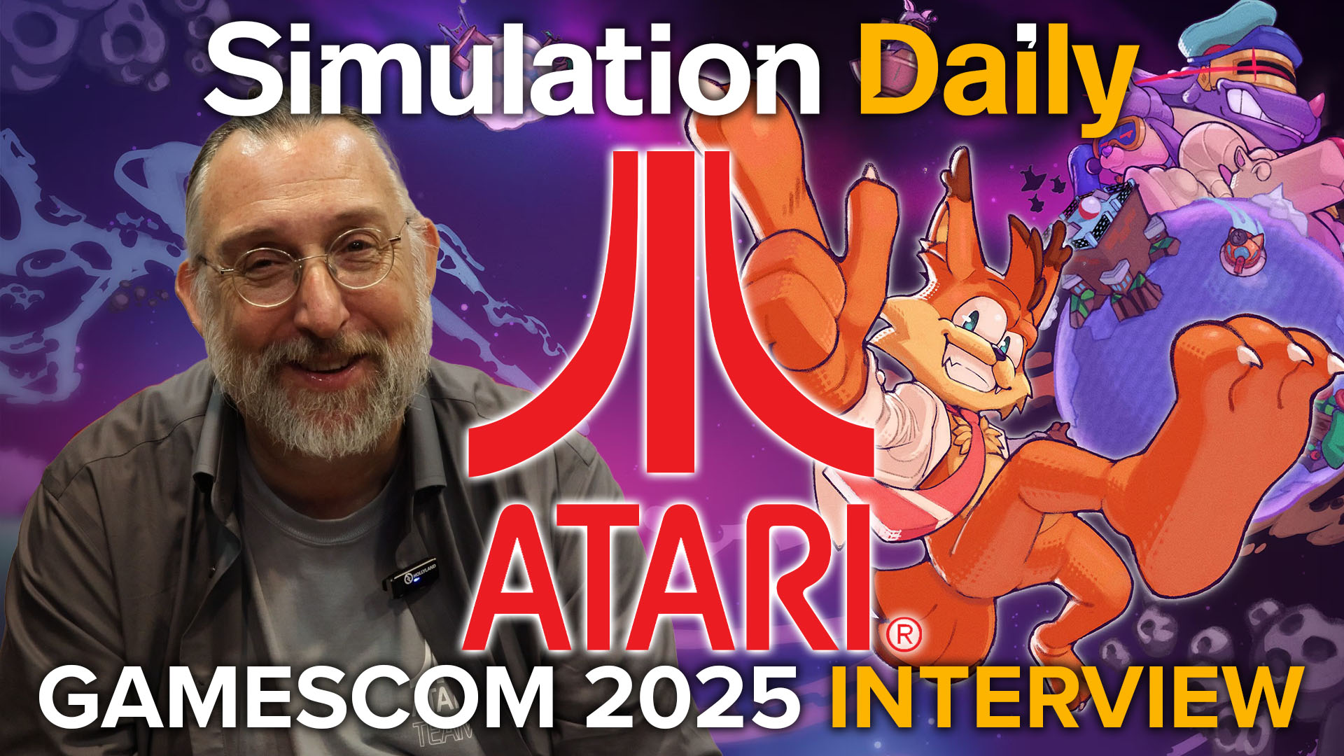 Atari Interview Hero image with Bubst 4D art, Atari logo, and Senior Director of Sales and Marketing David Lowey