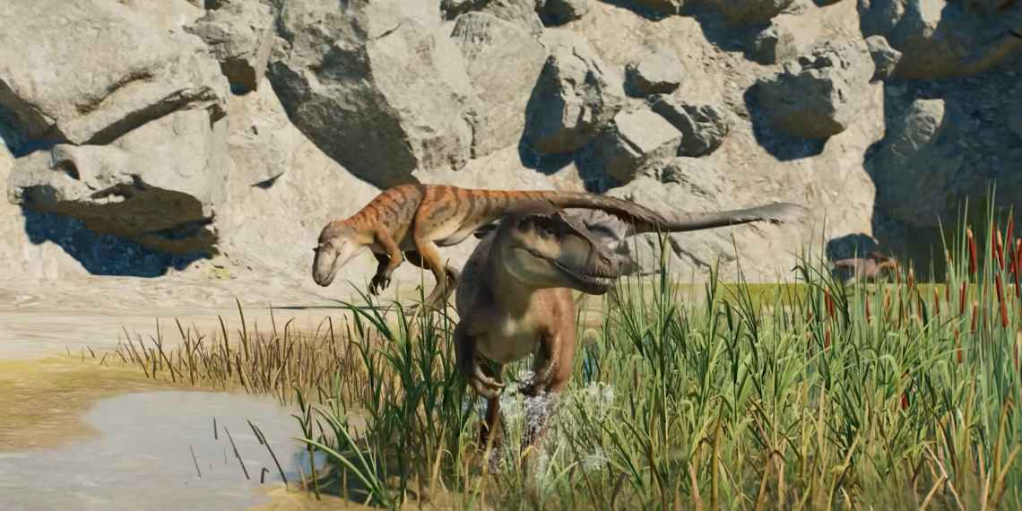 Jurassic World Evolution 3 dinos enclosed by cliffs