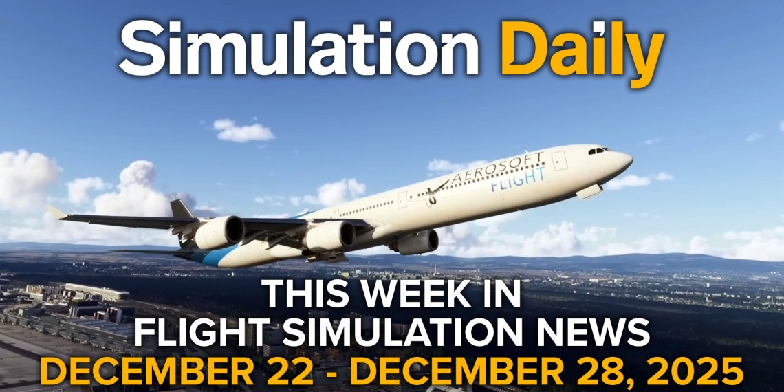 An Airbus A340 by Aerosoft climbs above Frankfurt in Microsoft Flight Simulator 2024, featured in the November 22 - November 28, 2025 edition of Simulation Daily’s Weekly Flight Simulation News.