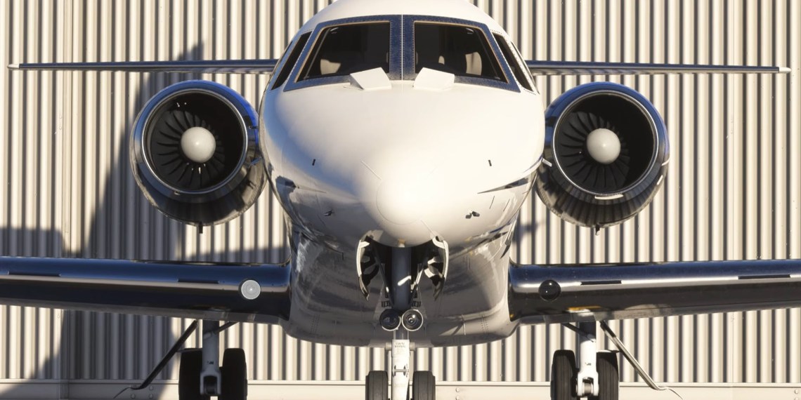 A flight simulation scene: Microsoft Flight Simulator Cessna Sovereign+