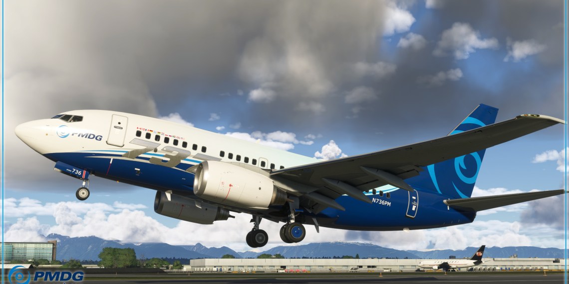 A flight simulation scene: Microsoft Flight Simulator Boeing 737-600