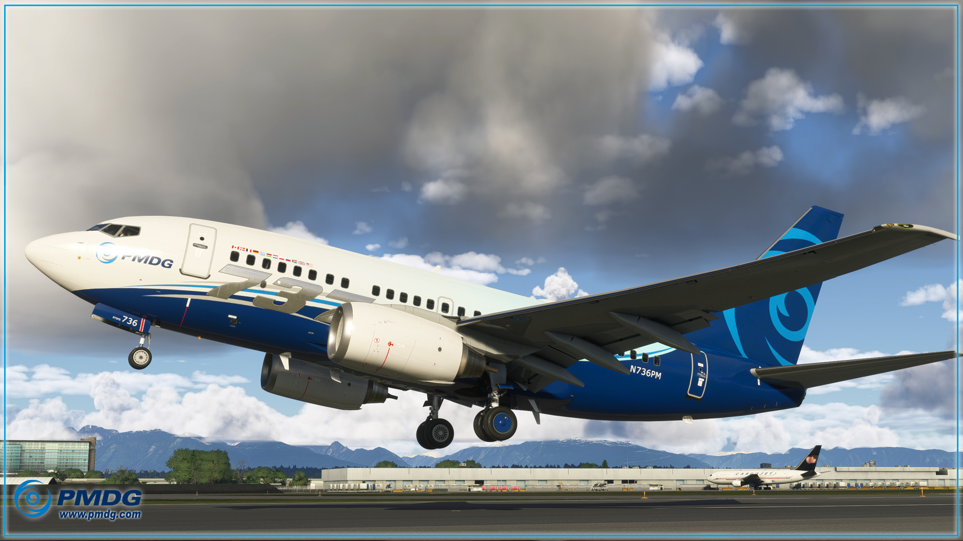 A flight simulation scene: Microsoft Flight Simulator Boeing 737-600