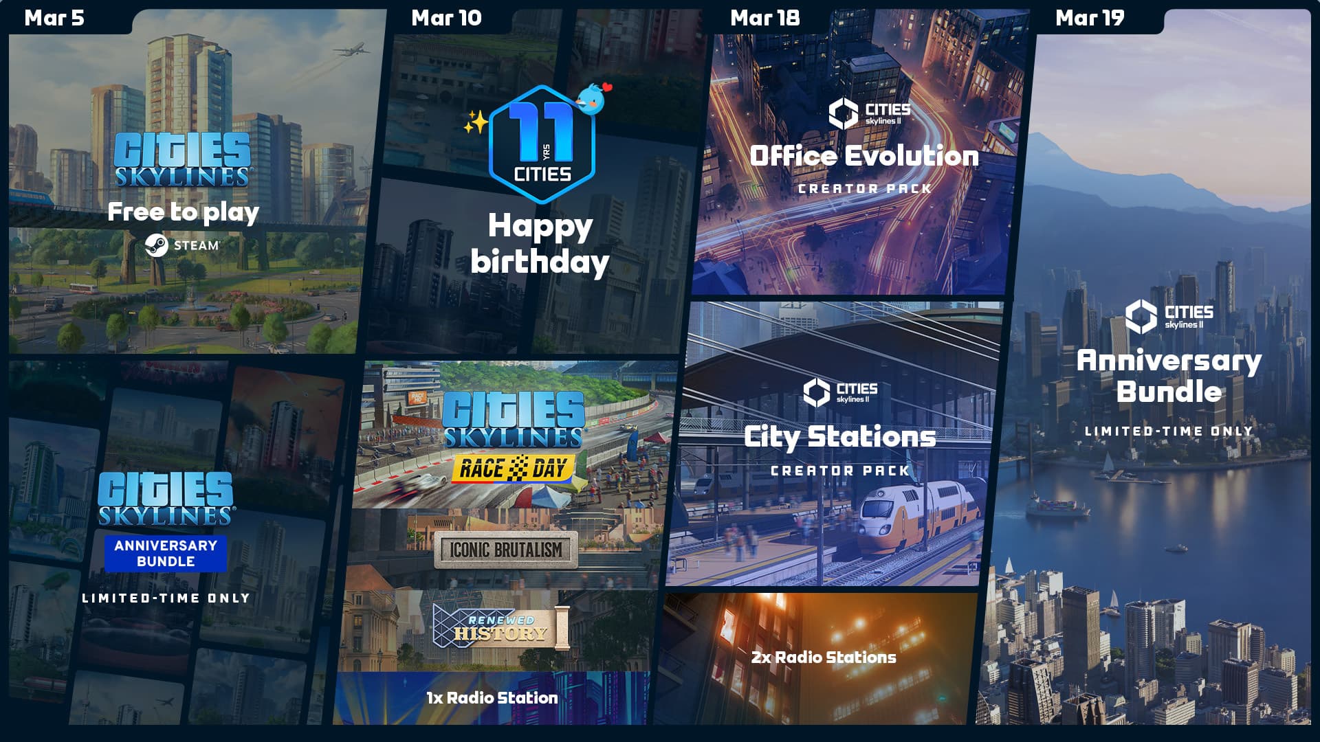 Cities Skylines and Cities Skylines 2 11 year anniversary celebration