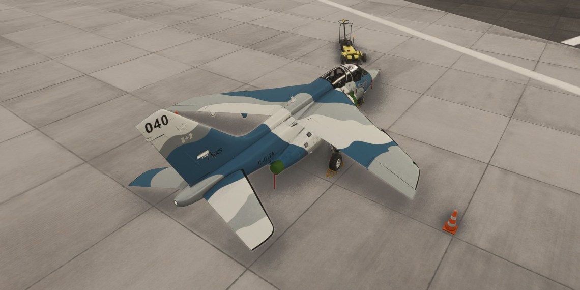 A flight simulation scene: Microsoft Flight Simulator 2024 alpha Jet