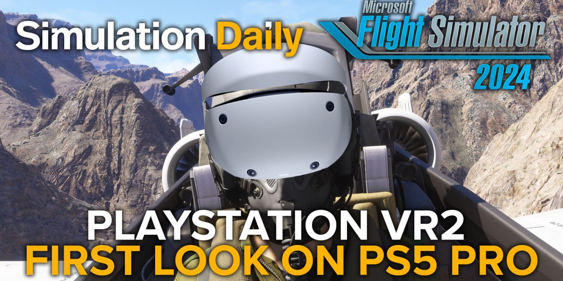 An pilot in the cockpit of an A-10 Thunderbolt 2 in Microsoft Flight Simulator 2024 wearing a PlayStation VR2 headset for PS5 while flying in the Grand Canyon.
