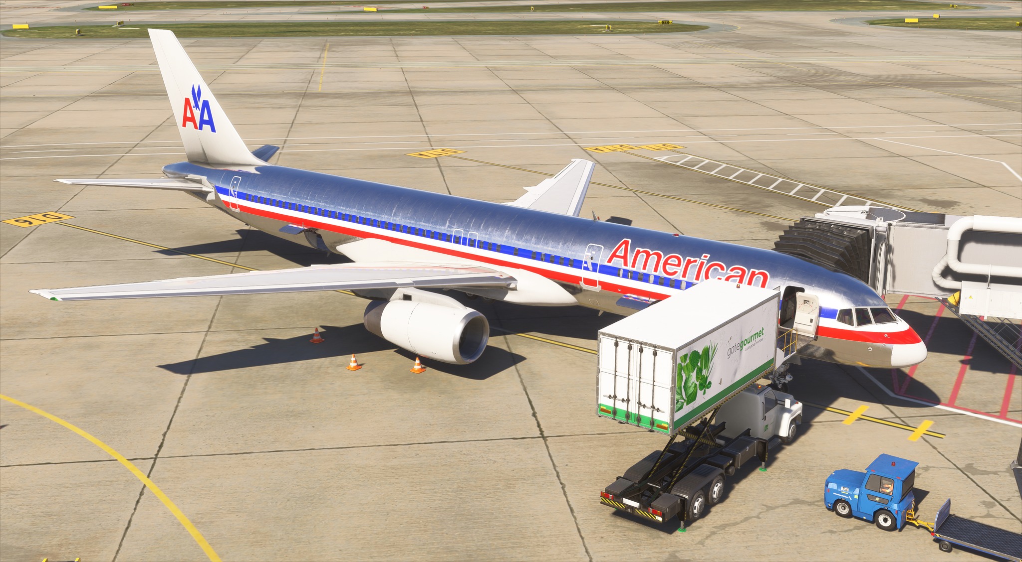 A flight simulation scene: Microsoft Flight Simulator Boeing 757