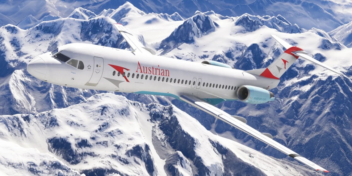 A flight simulation scene: Microsoft Flight Simulator Fokker