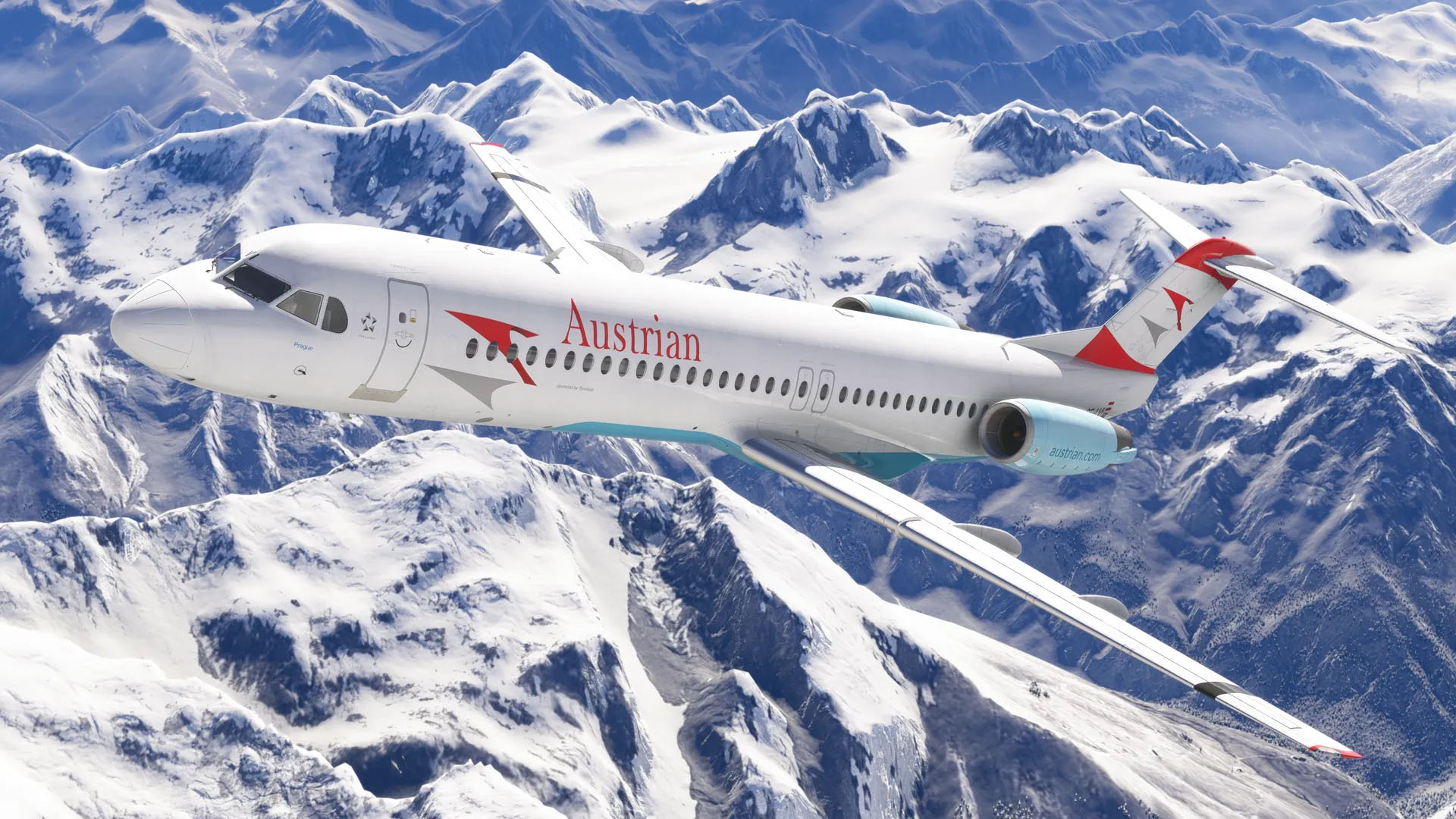 A flight simulation scene: Microsoft Flight Simulator Fokker