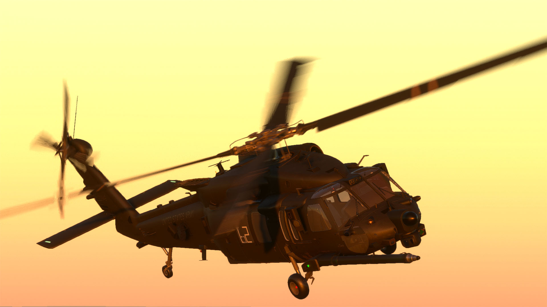 A flight simulation scene: UH-60M for Microsoft Flight Simulator 2024 and MSFS 2020
