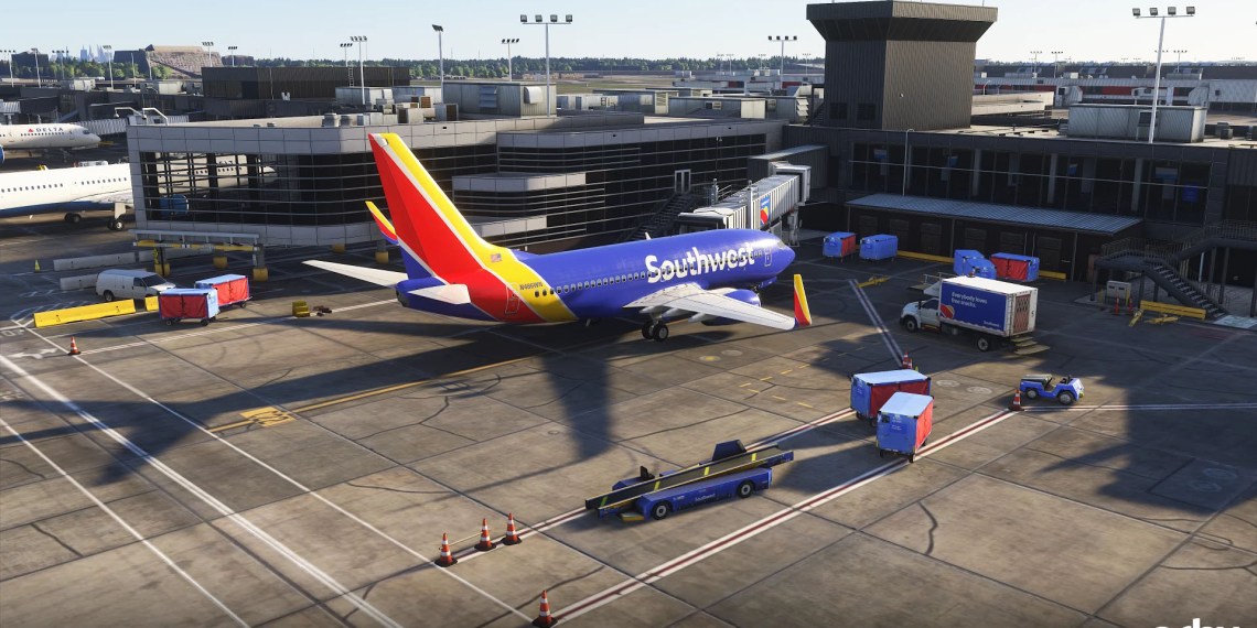 A flight simulation scene: Micrrosoft Flight Simulator Atlanta