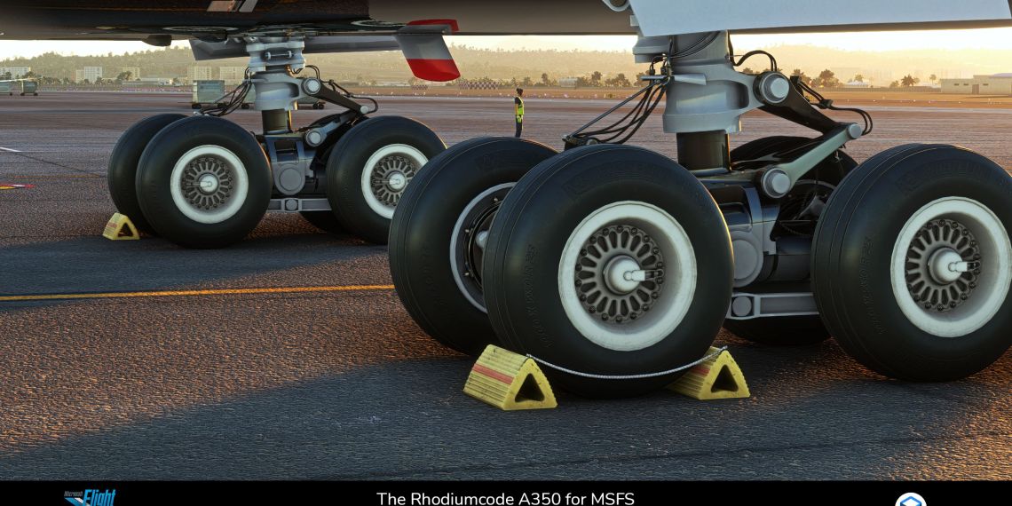 A flight simulation scene: Microsoft Flight Simulator A350