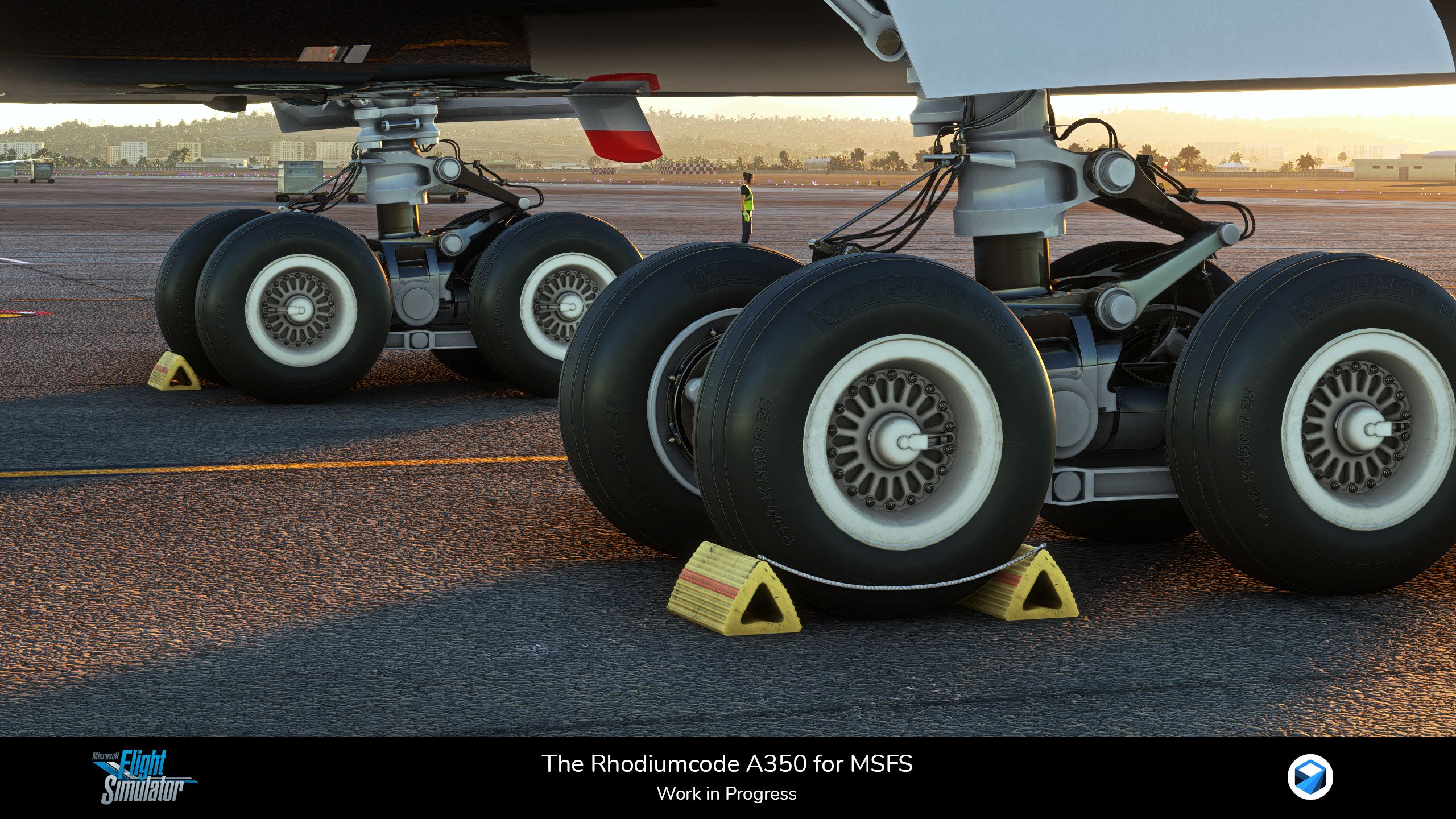 A flight simulation scene: Microsoft Flight Simulator A350