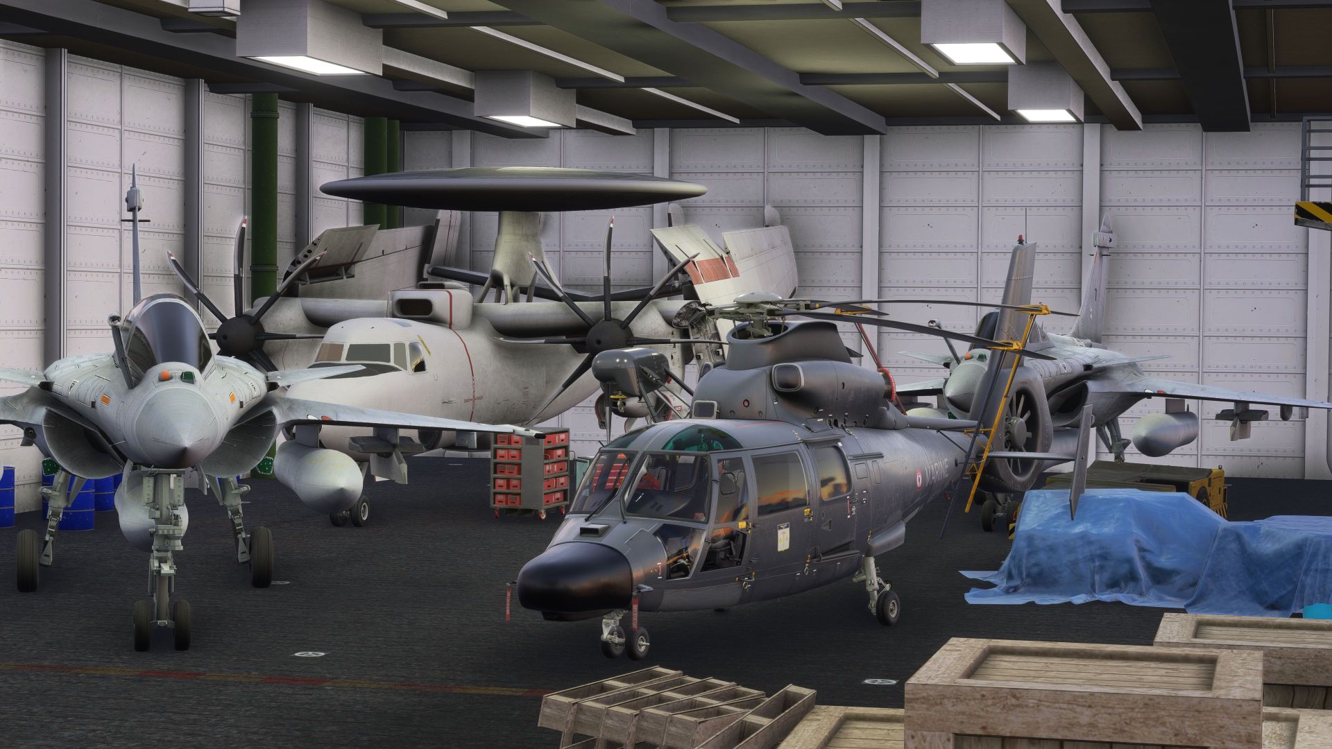 A flight simulation scene: Microsoft Flight Simulator AS365 Dauphin