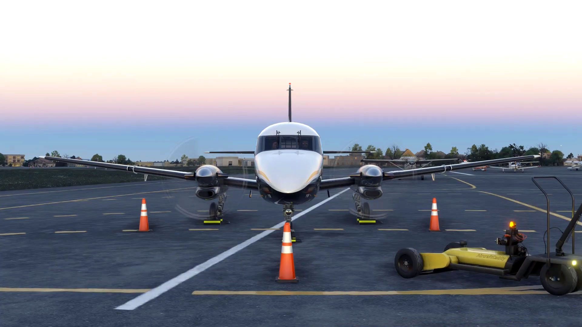 A flight simulation scene: Microsoft Flight Simulator Bandeirante