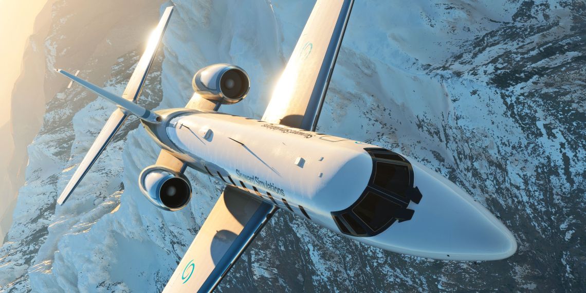 A flight simulation scene: Microsoft Flight Simulator Cessna Citation sovereign+