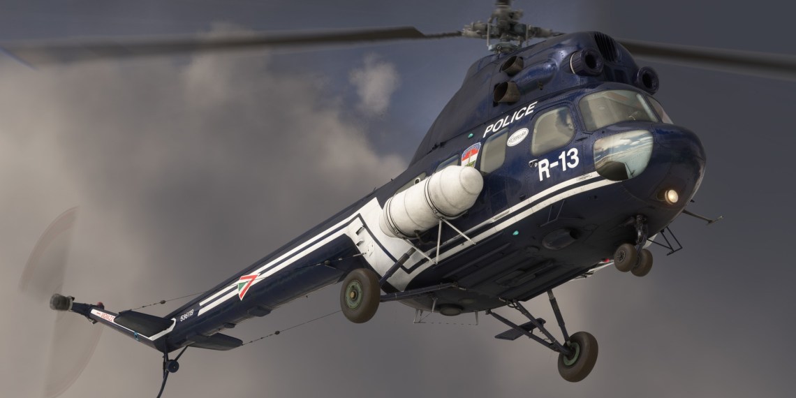 A flight simulation scene: Microsoft Flight Simulator Mil Mi-2