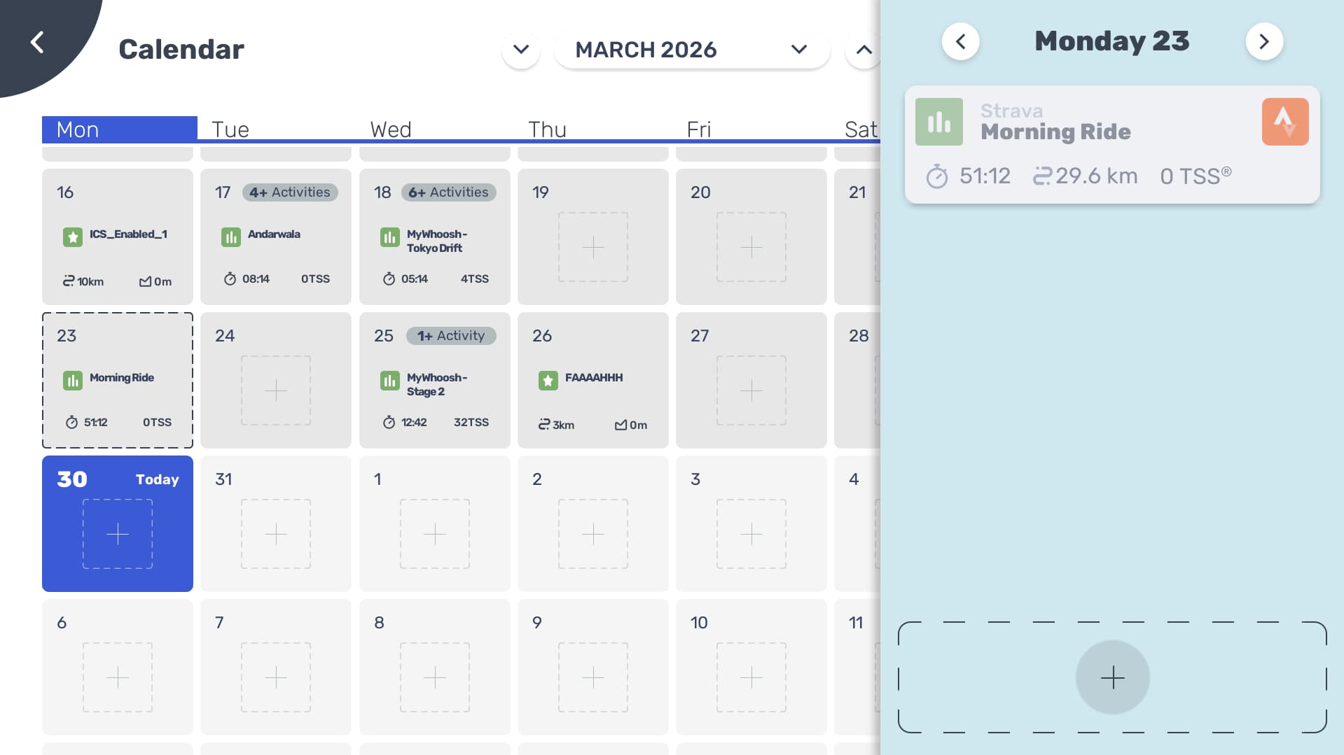 MyWhoosh 5.7 calendar integration
