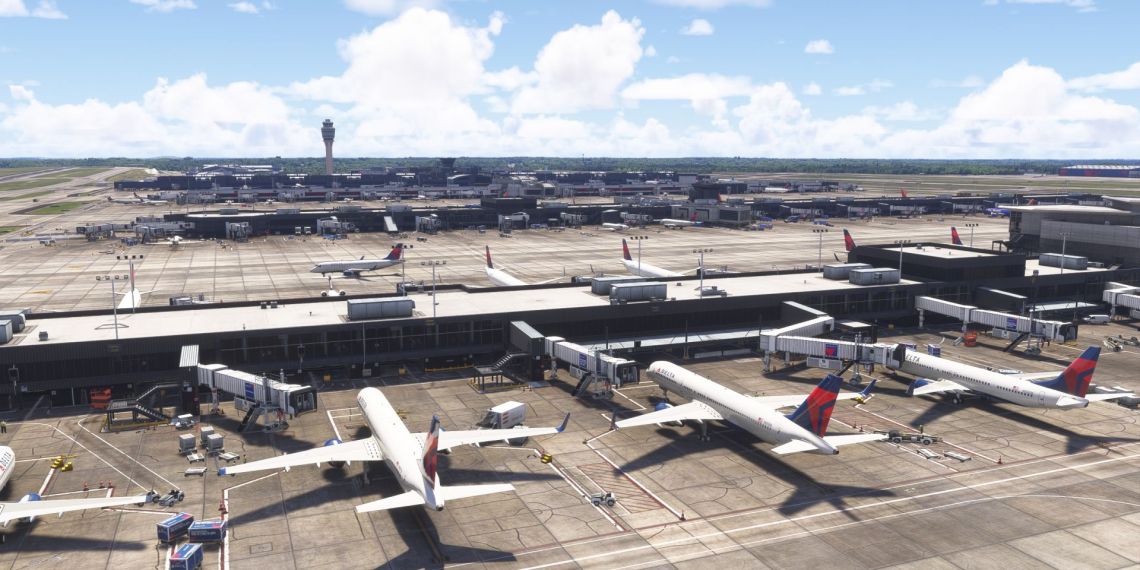 Atlanta airport in MSFS 2024 with AI traffic by FSLTL