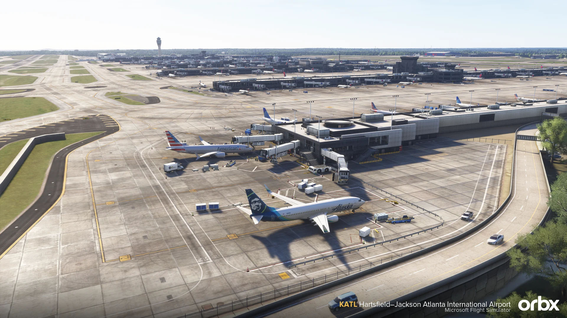 A flight simulation scene: Microsoft Flight Simulator 2024 Atlanta