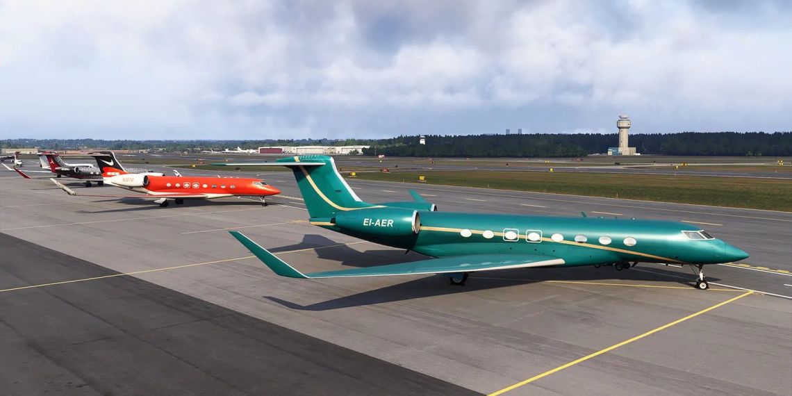 A flight simulation scene: Microsoft Flight Simulator 2024 Teterboro