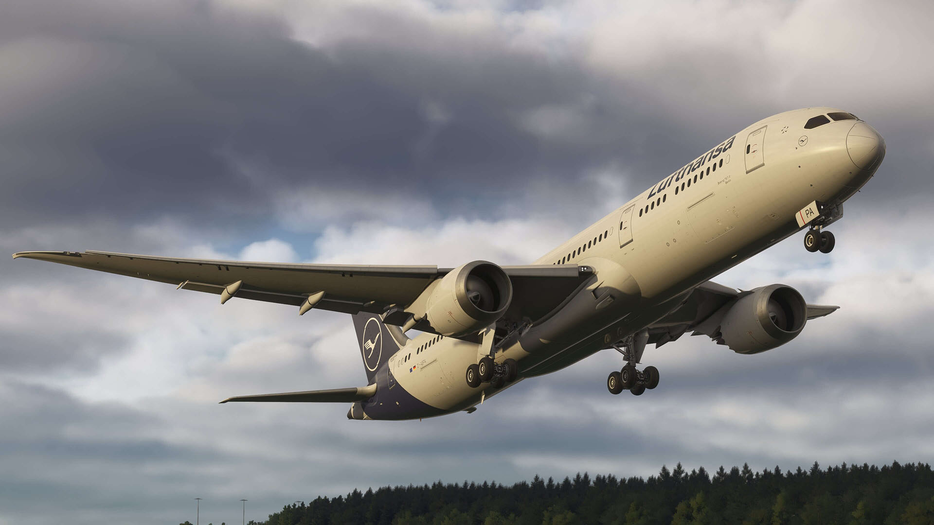 A flight simulation scene: Microsoft Flight Simulator 2024 Vector Boeing 787