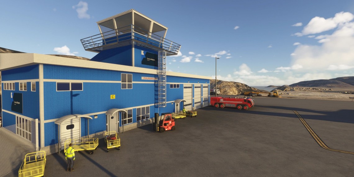 A flight simulation scene: Microsoft Flight Simulator Paamiut