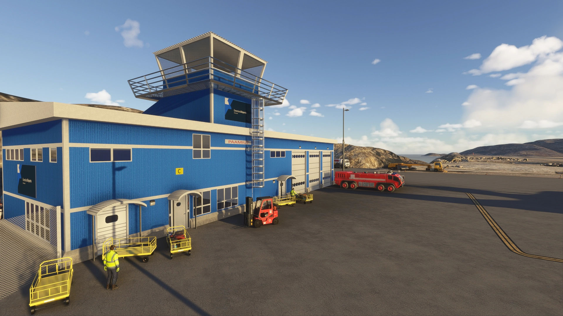 A flight simulation scene: Microsoft Flight Simulator Paamiut