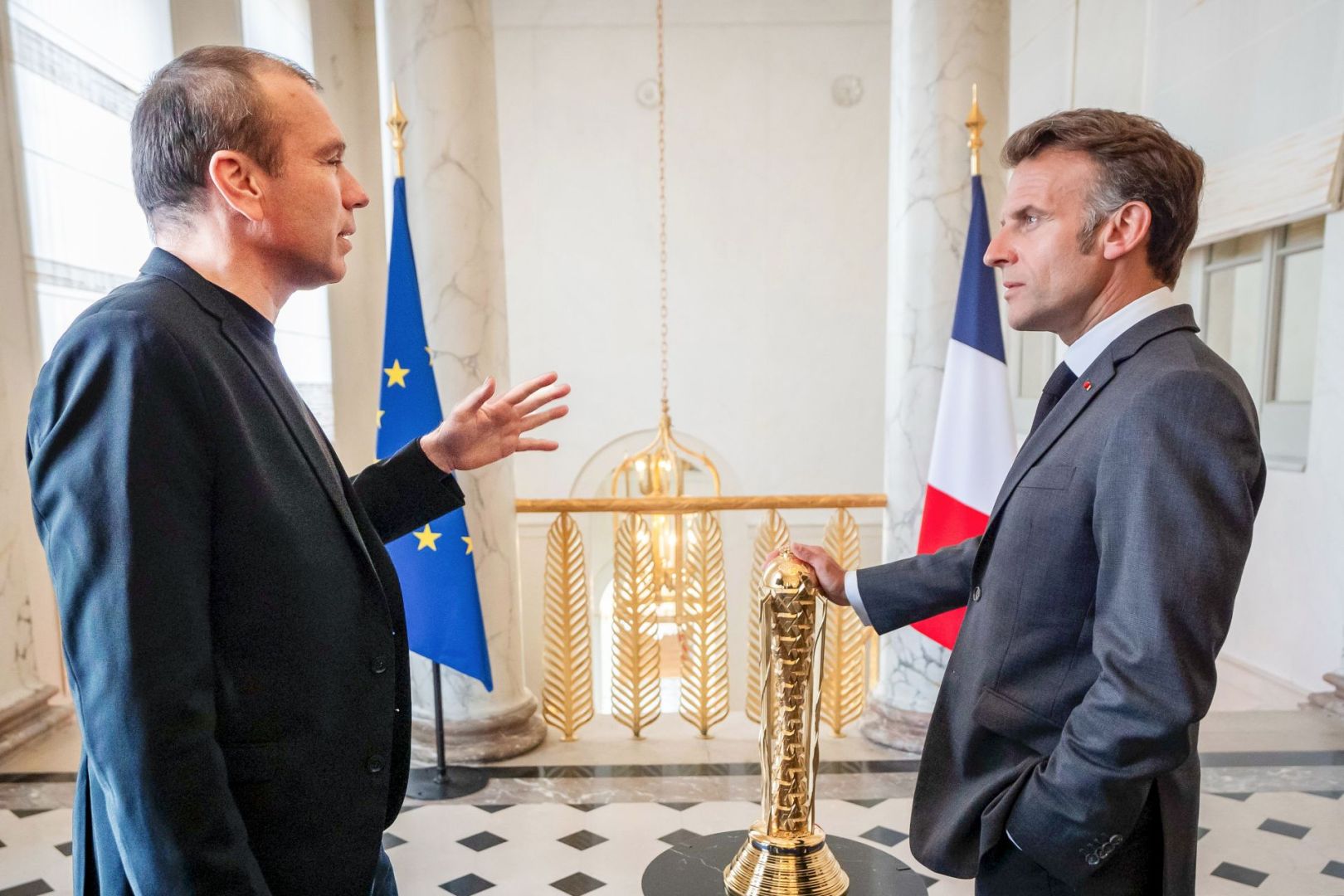 President Emmanuel Macron (right) and Ralf Reichert, CEO Esports Foundation (left) at Palais Elysée in Paris, France - May 19 2026