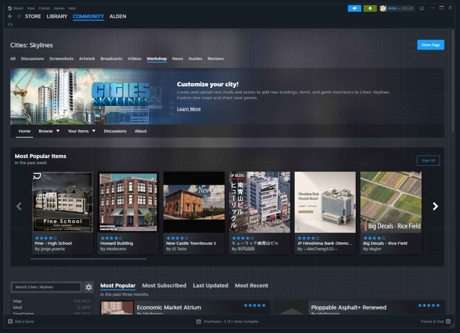 Steam Workshop home page