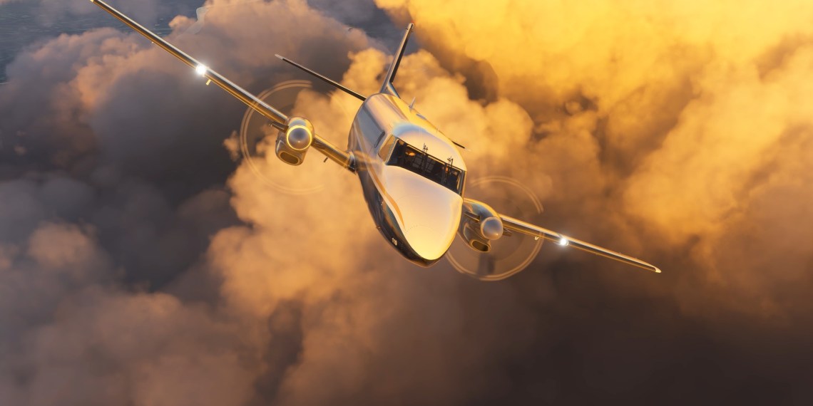A flight simulation scene: Microsoft Flight Simulator 2024 Bandeirante