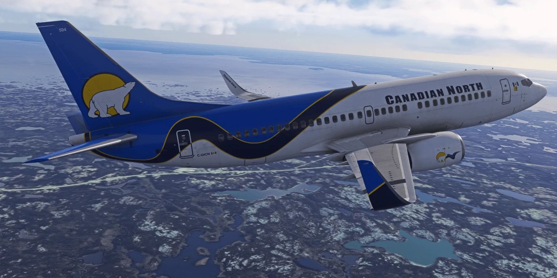 A flight simulation scene: Microsoft Flight Simulator Boeing 737-300