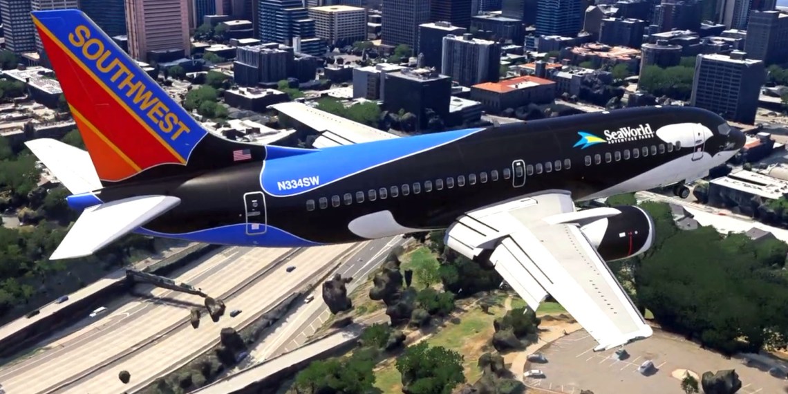 A flight simulation scene: Microsoft Flight Simulator CSS 737