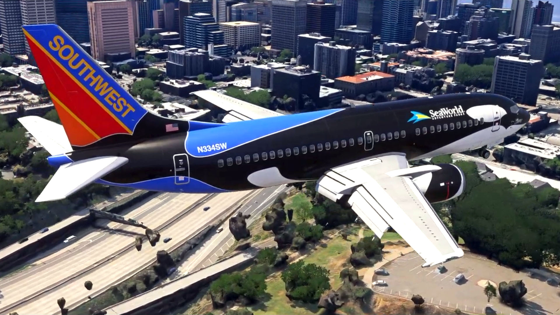 A flight simulation scene: Microsoft Flight Simulator CSS 737