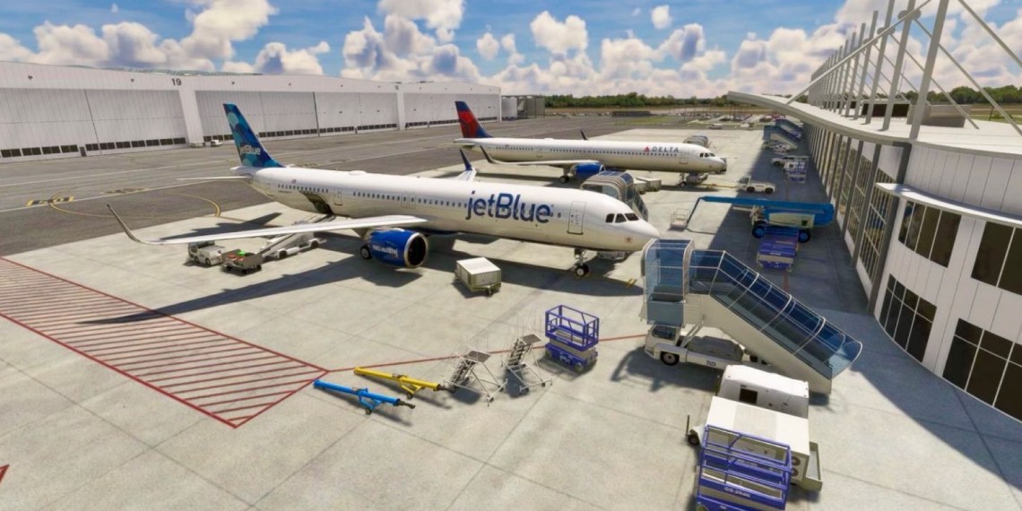 A flight simulation scene: Microsoft Flight Simulator Mobile