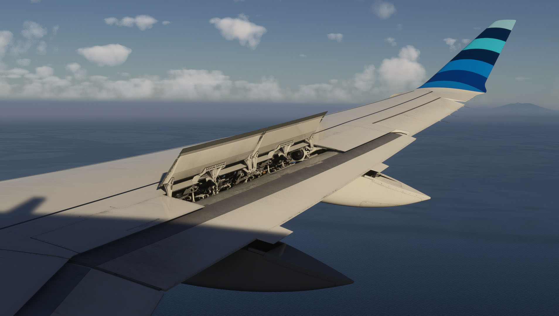 A flight simulation scene: Microsoft Flight Simulator a220